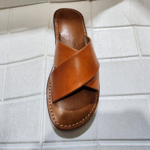 Women’s Brown Crisscross Moroccan Leather Sandals