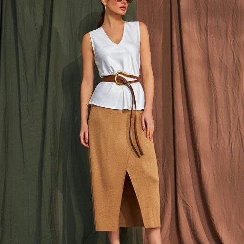 Long Wrap Skirt / Summer Midi Cotton Knit