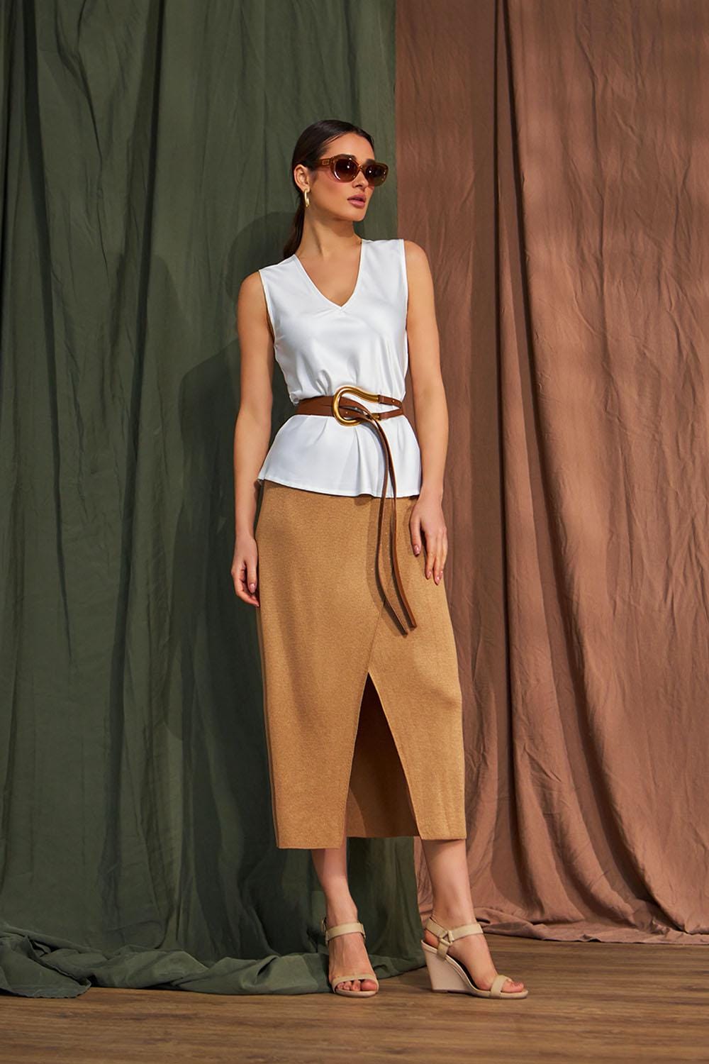 Long Wrap Skirt / Summer Midi Cotton Knit