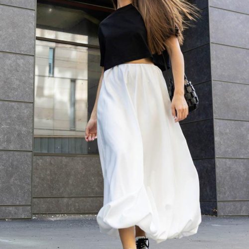 Bubble Maxi Skirts For Women Silk A Line