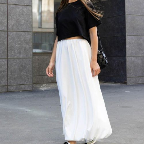 Bubble Maxi Skirts For Women Silk A Line