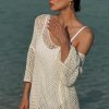 Loose Fishnet Cotton Tunic Festival Clothing Womens See