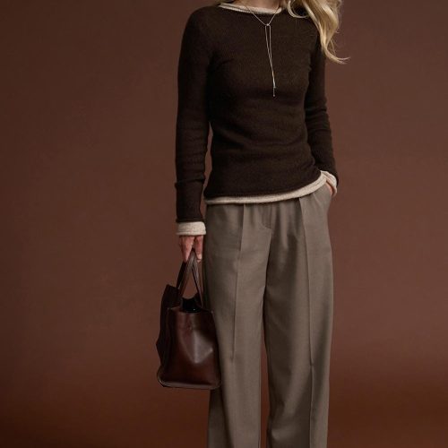 Womens Sheer Knit Long Sleeve Top Merino Mohair