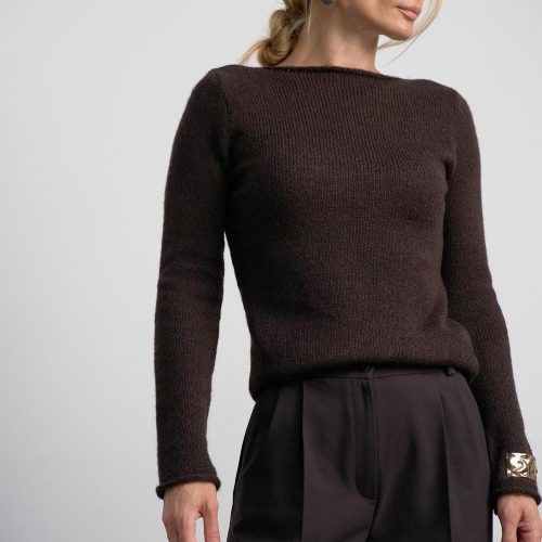 Womens Sheer Knit Long Sleeve Top Merino Mohair