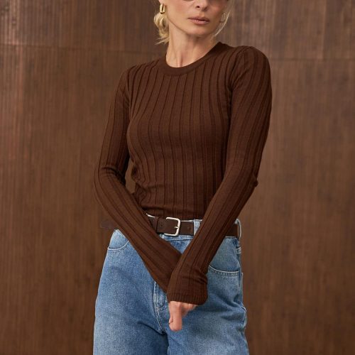 Cotton Bamboo Ribbed Longsleeve Top