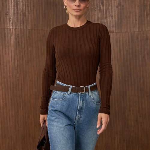 Cotton Bamboo Ribbed Longsleeve Top