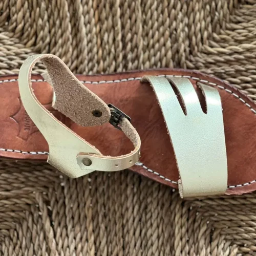 Women’s Blond Moroccan Handmade Leather Flat Sandals