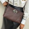 Handmade Brown Snake Print Leather Shoulder Bag Full