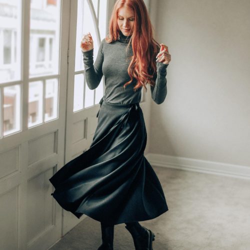 Wrap Wool Skirt With Pockets: Midi Length Winter