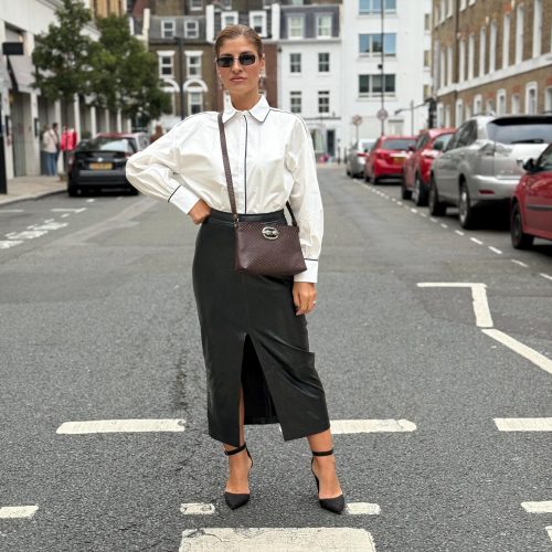 Handmade Brown Snake Print Leather Shoulder Bag Full