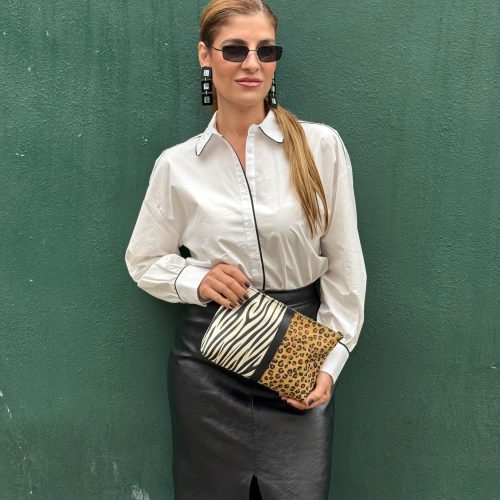 Animal Print Leather Shoulder Bag Crossbody Purse Full