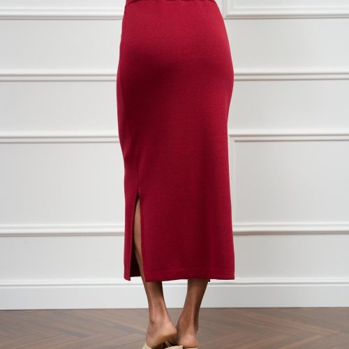 Stretch Knit Midi Skirt Bamboo Cotton Elegant Minimalist