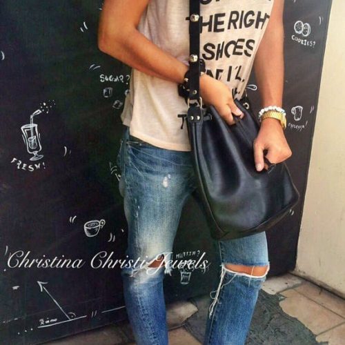 Leather Bucket Bag Crossbody Purse Women Handbag Silver