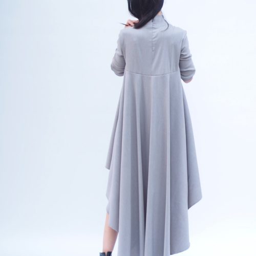 Women Maxi Dress Long Asymmetric Grey Plus Size