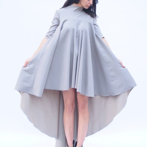 Women Maxi Dress Long Asymmetric Grey Plus Size