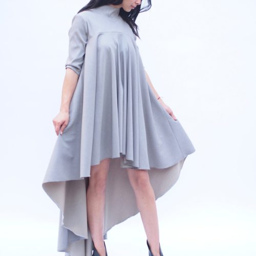 Women Maxi Dress Long Asymmetric Grey Plus Size
