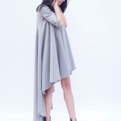 Women Maxi Dress Long Asymmetric Grey Plus Size