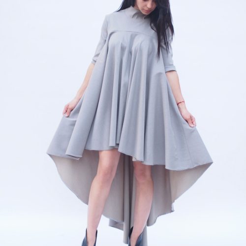 Women Maxi Dress Long Asymmetric Grey Plus Size