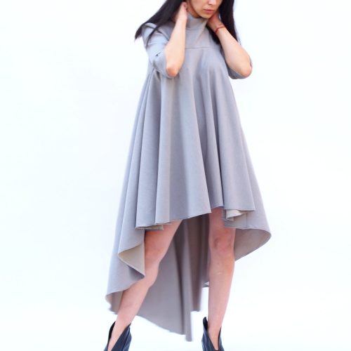 Women Maxi Dress Long Asymmetric Grey Plus Size