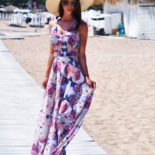 Floral Maxi Dress With Open Back Elegant Satin