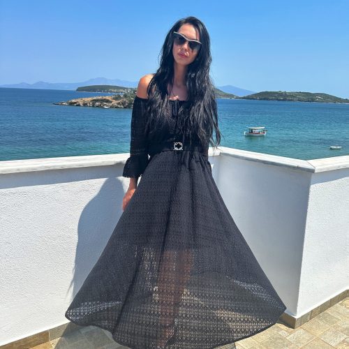 Elegant Black Off Shoulder Maxi Dress Sheer Lace