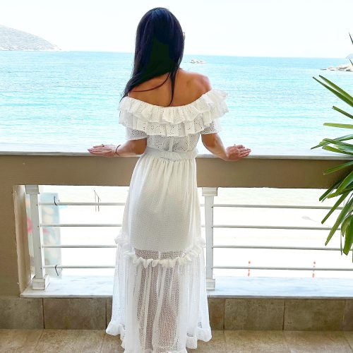 Romantic White Off Shoulder Ruffled Maxi Dress Summer