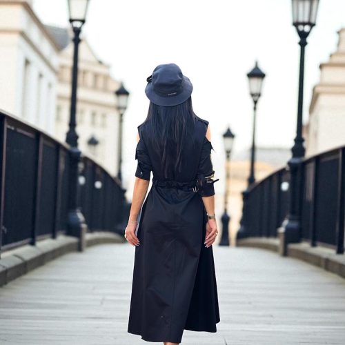 Black Maxi Dress A Line Long With Belt