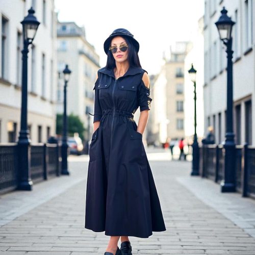 Black Maxi Dress A Line Long With Belt