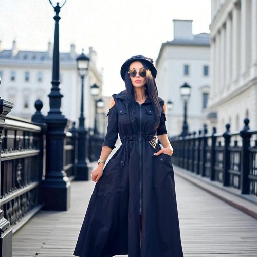 Black Maxi Dress A Line Long With Belt
